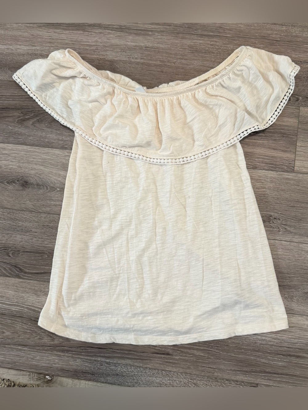 Women’s Off-Shoulder Cream Ruffle Top